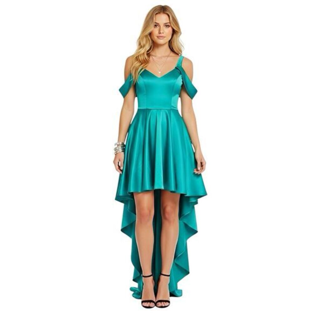 Sequin Hearts Womens Dress Sz 3 Gown Satin Green Prom Party Festival Brides